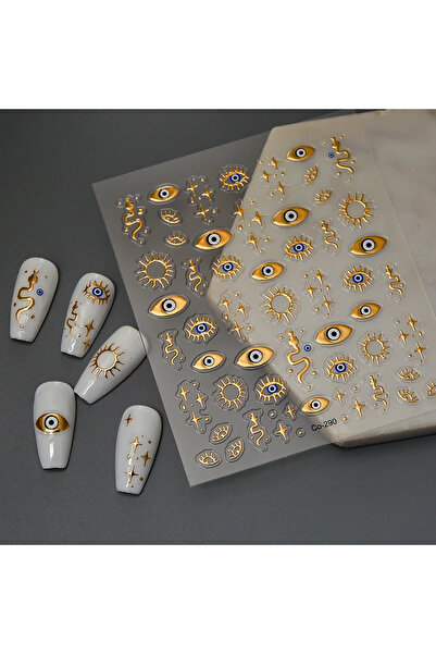 Choice ملصقات أظافر CO-290-G على شكل عين ملاك ذهبية منقوشة بتقنية 5D، ملصقات ...