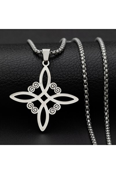 Choice AL18874- قلادة فضية بعقدة سلتيك أيرلندية للحظ السعيد، مصنوعة من الفولاذ المقاوم للصدأ، تميمة قمر ساحرة، حماية يهودية