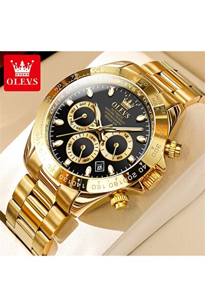 Choice All Gold Black OLEVS 6638 Men's Automatic Mechanical Watch Waterproof Luminous Stainless Steel Strap