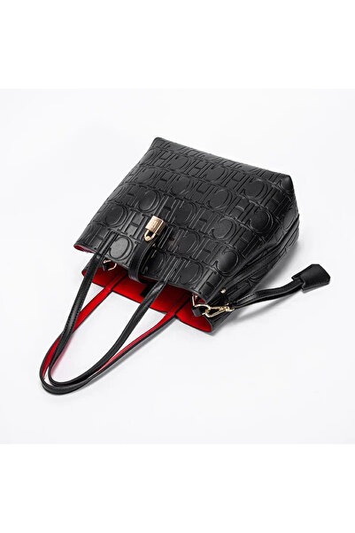 Ch chch New Luxury-Inspired Large-Capacity Embossed Shoulder Bag with Alphabet Pattern Design