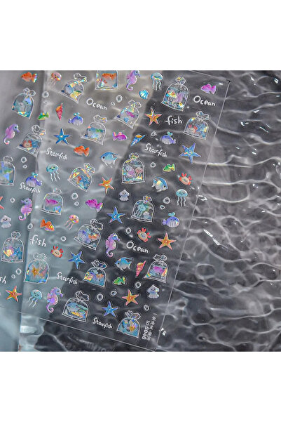 NAILFYOU ملصقات أظافر خماسية الأبعاد على شكل فقاعات مائية ملونة TO5046، سمكة ...