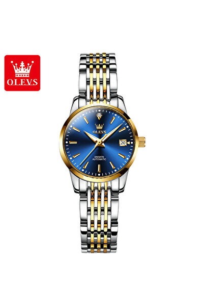 Choice Woman Gold Blue OLEVS 6635 Luxury Brand Ladies Watch Automatic Mechanical Wristwatch Waterproof Stai