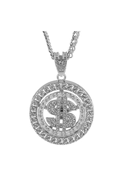 Choice قلادة N997 هيب هوب دوارة على شكل دولار أمريكي للرجال باللون الذهبي وال...