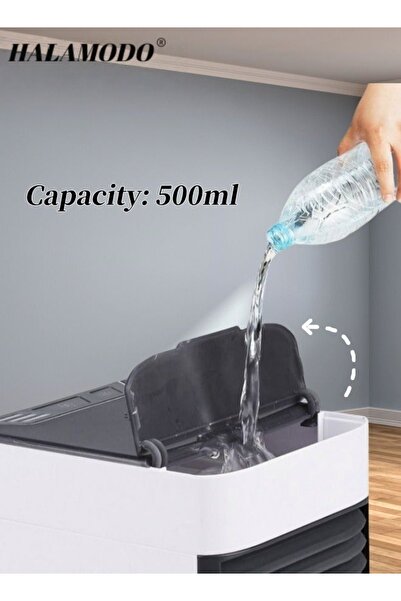 HALAMODO Portable Air Conditioner USB Powered Mini Desktop Air Cooler with Night Light