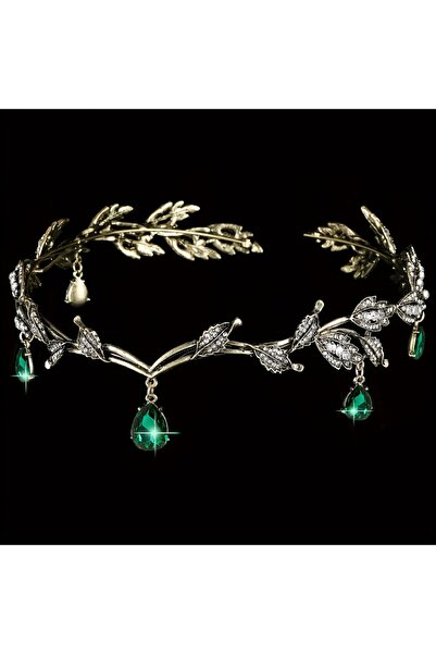 Choice تاج زفاف ملكي عتيق باللون الأخضر من الباروك، تاج زفاف من الكريستال الذ...