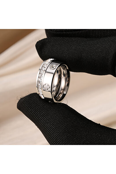 Choice خاتم زاكول الكلاسيكي المستدير المصنوع من الفولاذ المقاوم للصدأ والمرصّ...