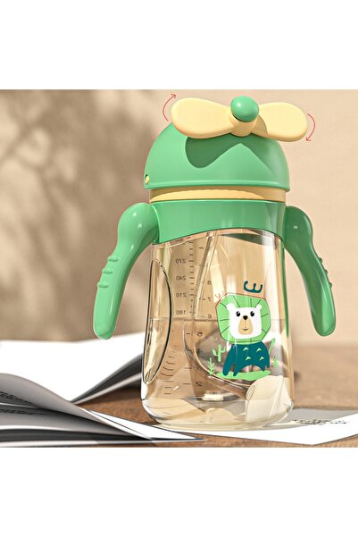 Hibobi Premium كوب شرب للأطفال بسعة 300 مل مع كرة جاذبية وكوب تدريب بقشة مانعة للسقوط