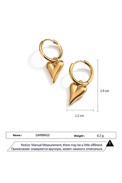 Choice أقراط زاكول لوفينغ هارت من الفولاذ المقاوم للصدأ للنساء والفتيات، دلايات ذهبية اللون، معدن غربي