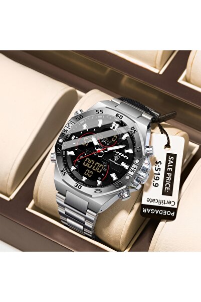 Choice8 E101 Silver Black SL Top Sport Men Clock LED Luminous Waterproof Week...