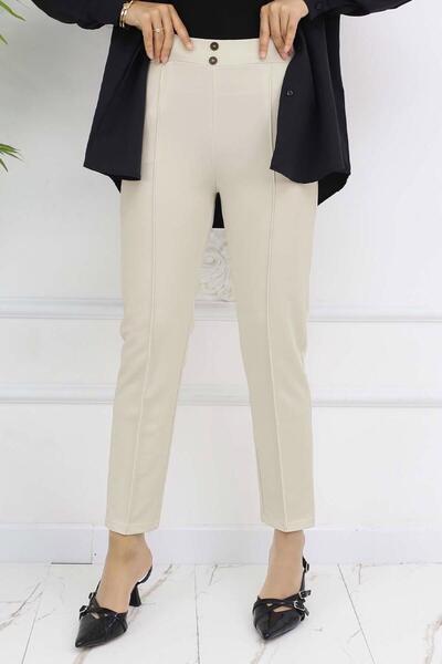 TRENDTESETTÜR Women's Beige (Stone) Tight-Leg Pants t 5403