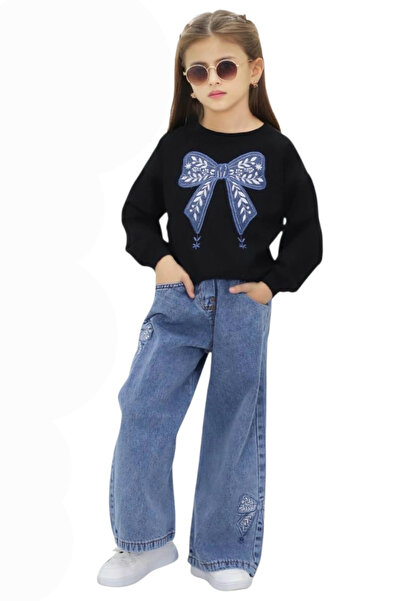 NURTOPU Girls' Suit Top and Bottom Set Transitional Top Bottom Soft Jeans Elastic Waist Cotton Fabric