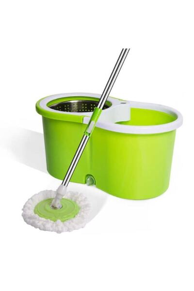 Boxely 8L Mop Set with 360° Spin Bucket, Microfiber, Stainless Handle - Green