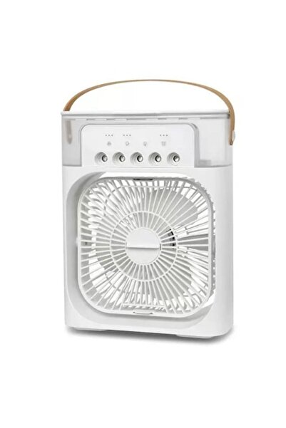 OEM Portable Desk Fan with Humidifier, 600ml Water Tank, 3 Speeds, 7-Color LED, USB Type-C, White
