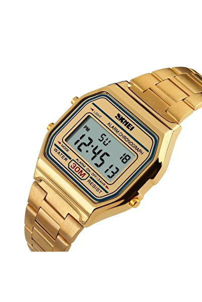 Skmei gold 1123 Digital Sports Watch for Men Luxury Stainless Steel Electron Waterproof Mens Wristwatc...