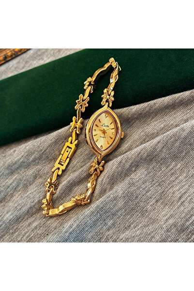 Choice ساعة نسائية ذهبية جديدة على الطراز الفرنسي بمينا صغير من الذهب، قطعة و...