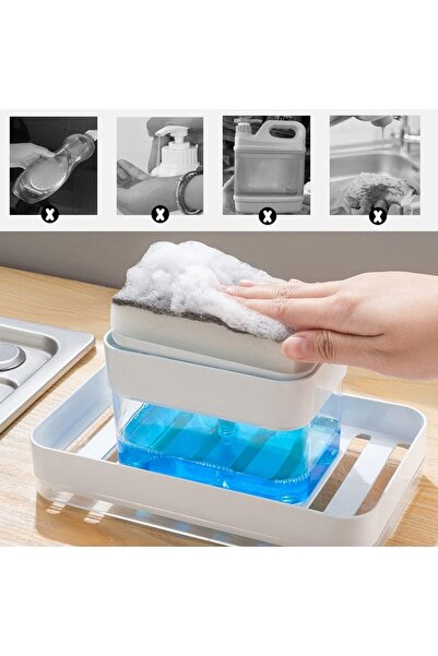 OEM 2-in-1 Dish Soap Dispenser with Sponge, 400 ml, White (ABS)