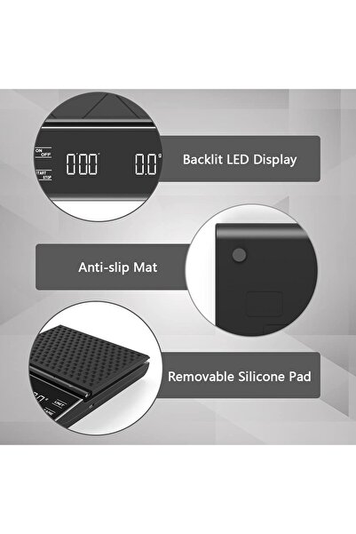 Generic Digital Kitchen Coffee Scale with Timer 3kg 0.1g High Precision Electronic Drip Food Weight Balance