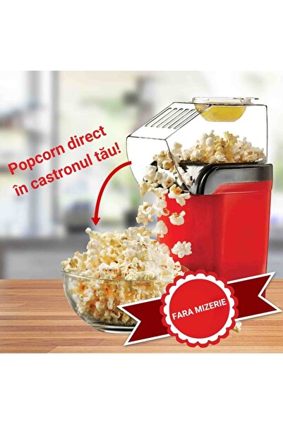 Boxely Popcorn Maker 1200W – Oil-Free, Butter Tray, Hot-Air, Automatic Dispenser, Red