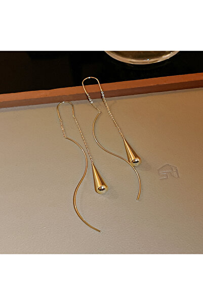 Choice أقراط أذن أنيقة من ستايل 11 مطلية بالذهب ومموجة ذات هامش طويل وخطوط هن...