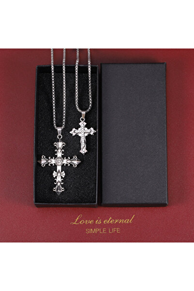 Choice مجموعة صندوق هدايا قلادة عالية الجودة من الفولاذ التيتانيوم المتقاطع غ...