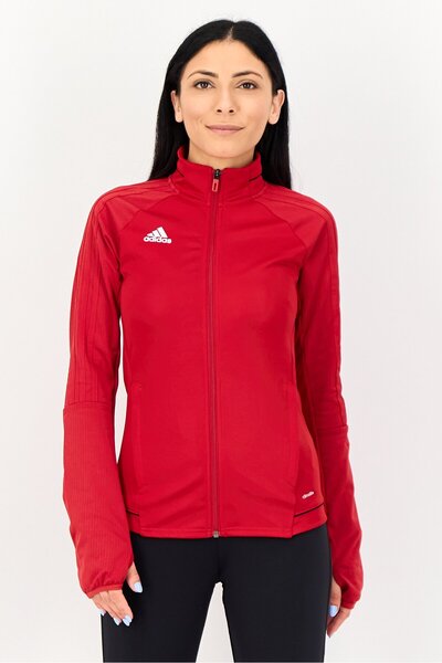 adidas Women Brand Logo Football Jacket, Red