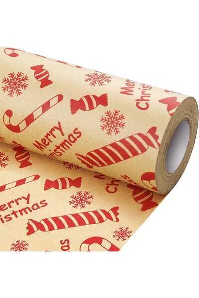 Generic 10M Christmas Kraft Wrapping Paper Roll 43cm Red Holiday Print Eco Friendly Gift Wrap DIY Crafts