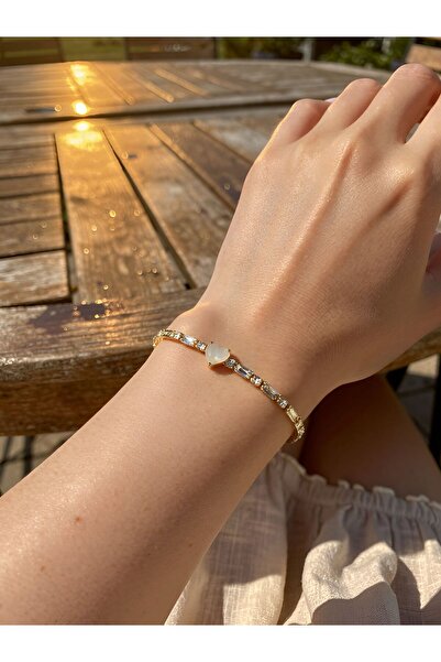lunara jewelry Çelik Taşlı Kalp Detaylı Bileklik