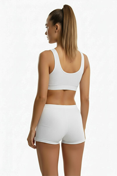 Sensu Γυναικείο Σορτς Μονό κοτλέ Modal Λευκό