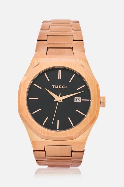 TUCCI Men TW0587 Stainless Steel Analog Watch 40 mm, Rose Gold