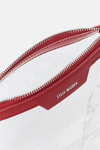 Steve Madden Women Brand Logo Satchel Bag With Card Wallet, Red