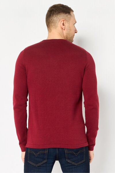 CELIO Men Crew Neck Heather Sweater, Maroon