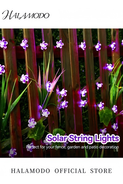 HALAMODO 50 LED Cherry Blossom Solar String Light For Christmas Purple 5x40centimeter 5x40cm