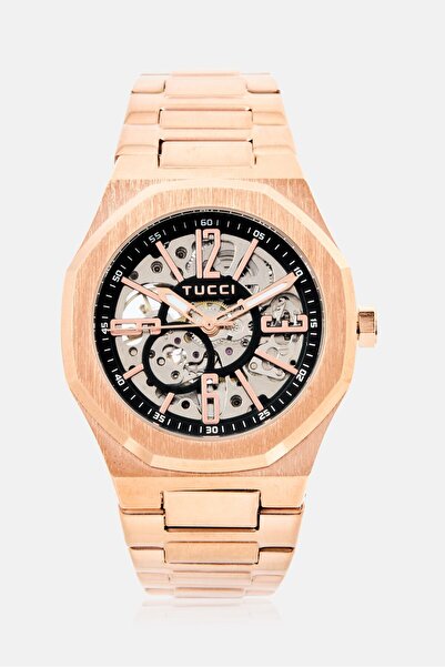 TUCCI Men TW0597 Stainless Steel Analog Watch 40 mm, Rose Gold
