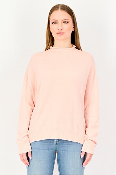 French Connection Women Mock Neck Textured Sweater, Pink