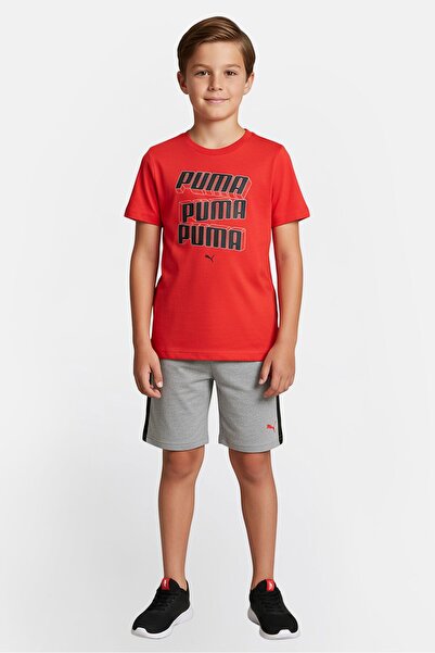Puma Kids Boy 2 Pieces Long Sleeve T-shirt And Shorts Set, Multicolor