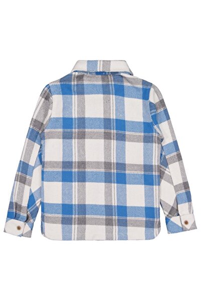 Civil Boys Double Pocket Plaid Shirt for Ages 6-9 - Blue 9-10 Years Old