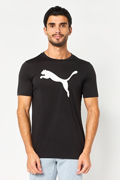 Puma تي شيرت رياضي رجالي بأكمام قصيرة للتدريب، أسود