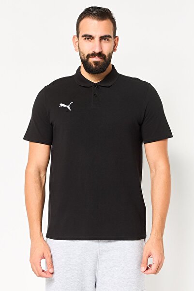 Puma قميص بولو رجالي رياضي بأكمام قصيرة لكرة القدم، أسود