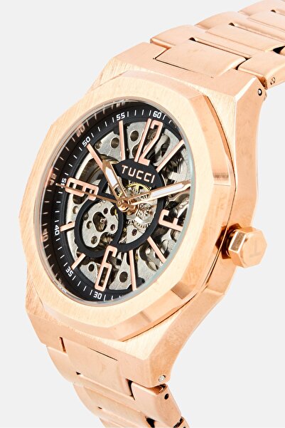 TUCCI Men TW0597 Stainless Steel Analog Watch 40 mm, Rose Gold