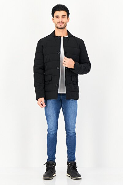 CELIO Men Quilted Long Sleeve Puffer Jacket, Black