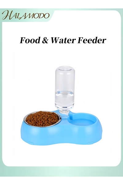 HALAMODO أوعية مزدوجة للكلاب والقطط وأوعية طعام الحيوانات الأليفة من الفولاذ ...