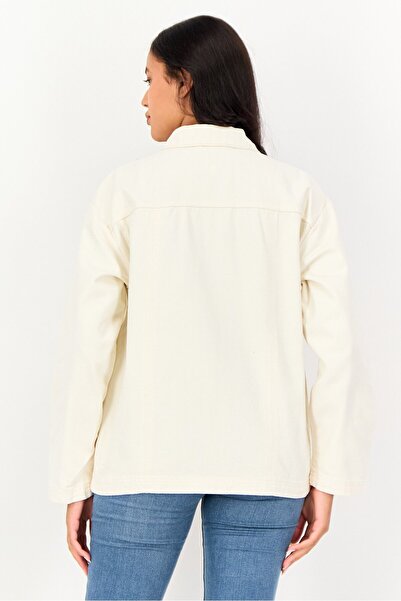 Vans Women Floral Pattern Denim Jacket, Cream