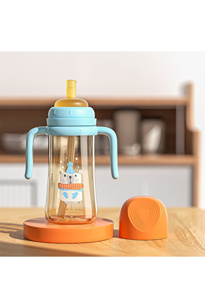 Hibobi Premium 300ml Sippy Cup with Straw & Handles, Anti-Spill & Anti-Drop Baby Drinking Cup