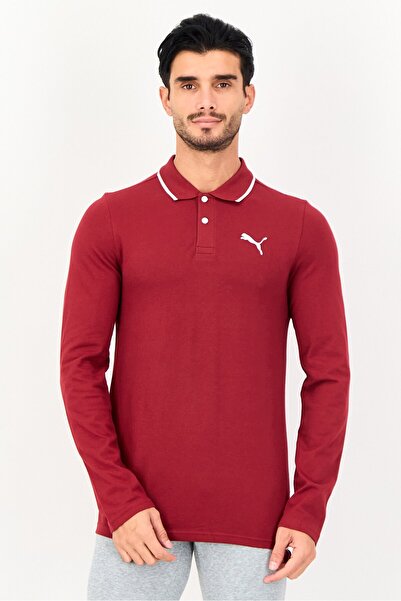 Puma Men Regular Fit Long Sleeve Outdoor Polo Shirt, Regal Red