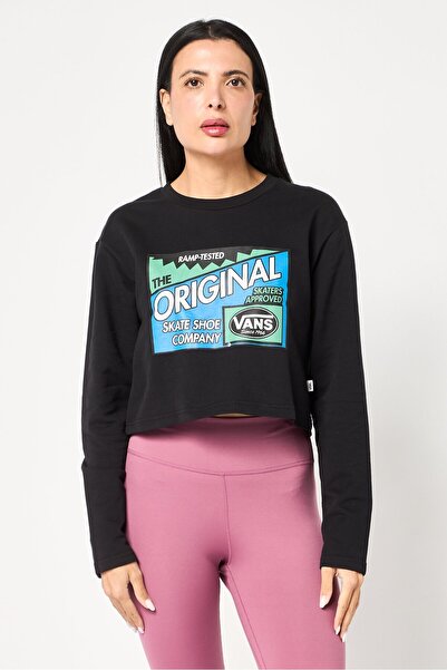 Vans Women Sportswear Fit Long Sleeve Outdoor Crop Sweatshirt, Black