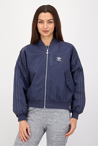 adidas Women Sportswear Fit Long Sleeve Outdoor Bomber Jacket, Navy