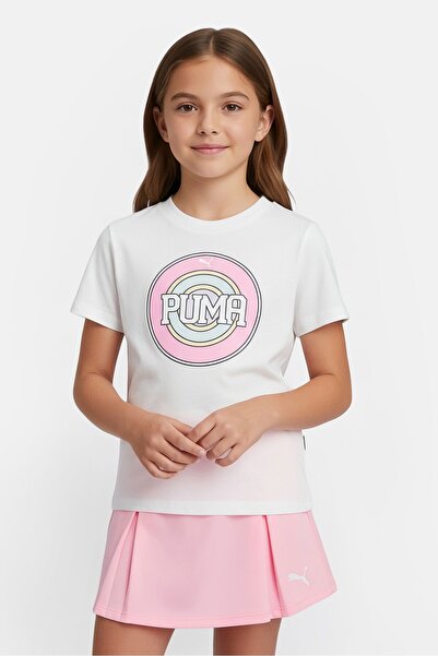 Puma Kids Girl 2 Pieces Graphic Print Top And Shorts Set, Multicolor