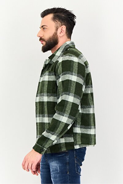 Misfit Men Plaid Long Sleeve Jacket Shirt, Multicolor