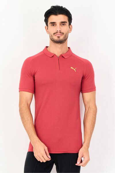 Puma Men Slim Fit Embroidered Logo Short Sleeve Outdoor Polo Shirt, Red