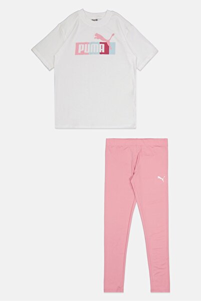 Puma Kids Girl 2 Pieces Brand Logo Top And Bottom Set, Multicolor